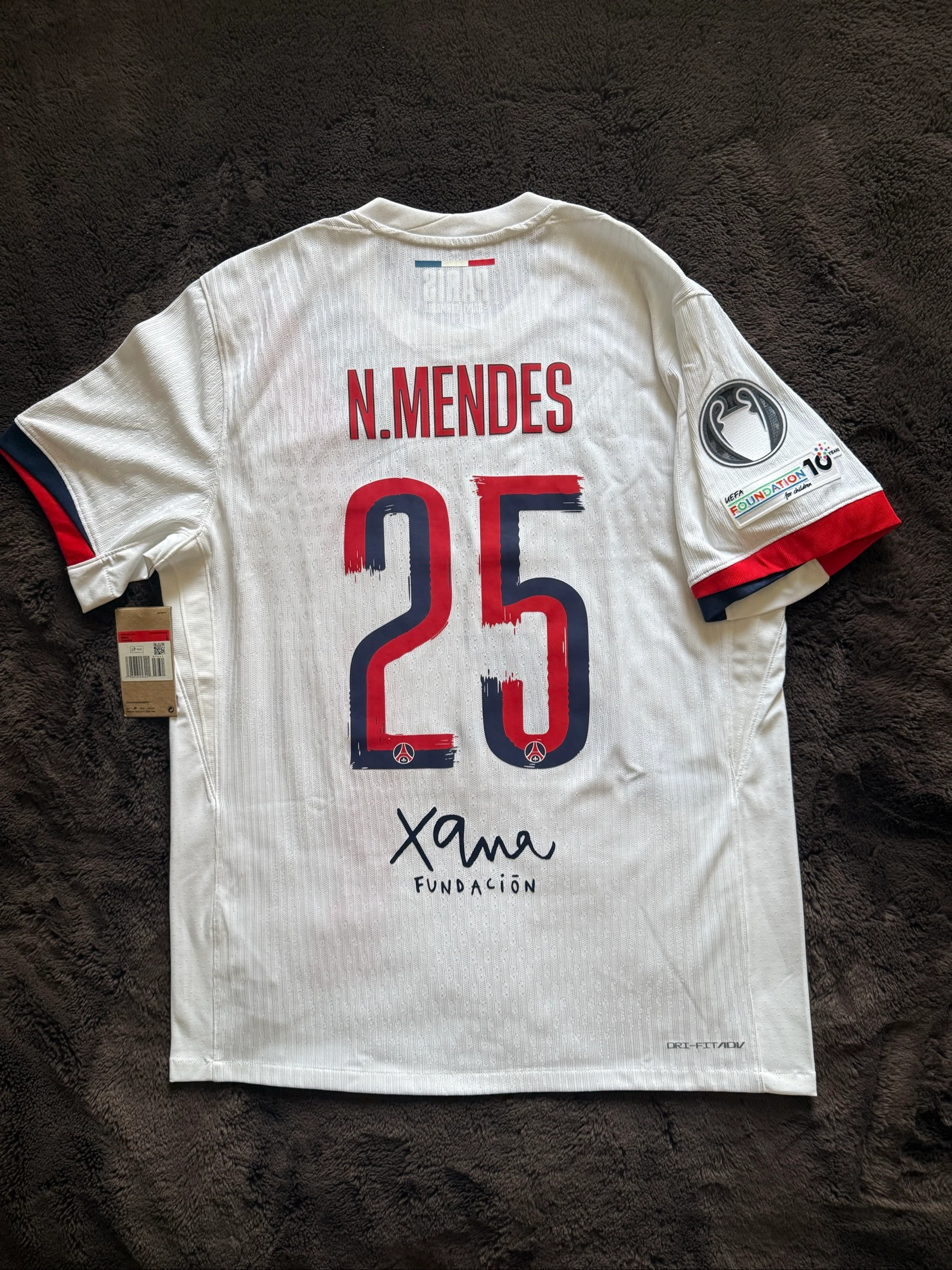 Maillot PSG Officiel 2025/2026 Mendes Taille L Neuf Adulte 